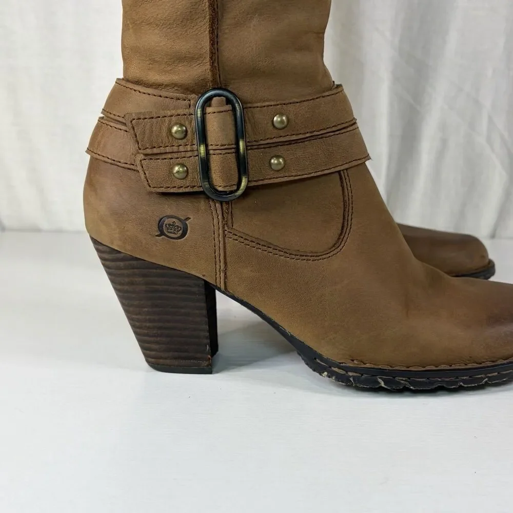 BORN Nolah BRAND EQUESTRIAN LEATHER Tall Brown Leather RIDING BOOTS Size 6
